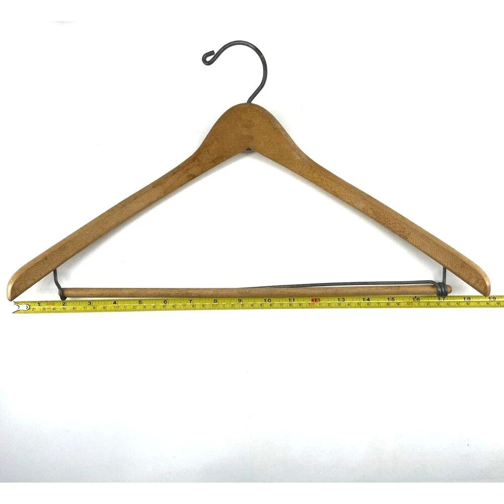 3 Ct VTG WISHBONE Wishbone-Shaped Wood Coat Suit Hangers Locking Pants Bar